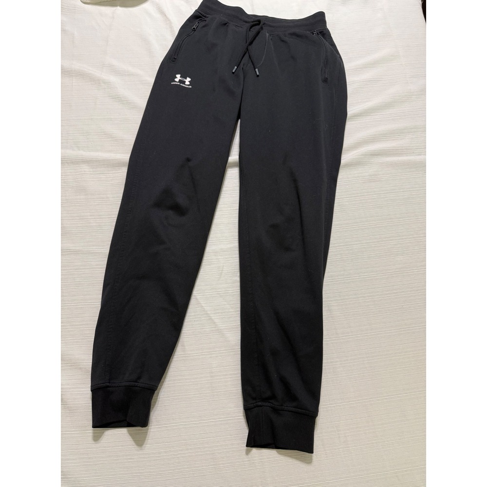 Under Armour Mens Loose Fit Joggers Black Size Small Zipper Pockets Sweatpants
